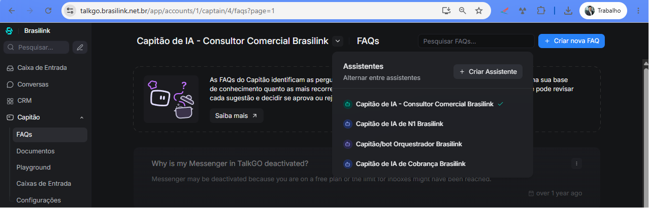 Capitao de IA por funcao